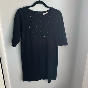Loft Black T-shirt Dress w/ Embellishments Small